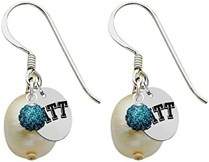 Pittsburg Panthers Silver, Color and Cultured Freshwater Pearl Drop Earrings