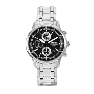 Seiko Men's SNDC27 Chronograph Stainless Steel Black Dial Watch