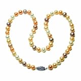 Sterling Silver Natural Pastel Multi-Color Freshwater Cultured Pearl A Grade  6.5-7mm Necklace, 16