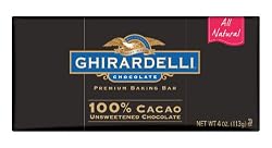 Ghirardelli Chocolate Baking Bar, 100% Cacao Unsweetened Chocolate, 4-Ounce Bars (Pack of 6)