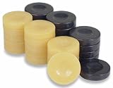 Mother of Pearl Design Backgammon Chips in Black & Camel - 1.75