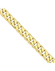 14K Yellow Gold, 9.8mm Flat Beveled Curb Bracelet - 8 Inch