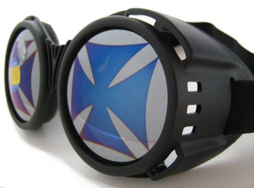 Large Round Lens Moto Goggles Motorcycle MX Vespa Jeep Motorbike Scooter Punk Harley Iron Cross Steampunk Burning Man