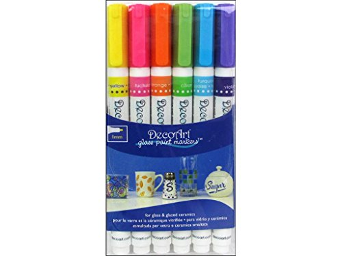 Decoart Glass Paint 6pc Marker Set 1mm