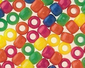 Childrens Toyshop  Toys : Plastic Pony Beads, 8mm - Neon (1600/Bag)