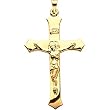 14K Yellow Gold Crucifix Pendant - 39.00x25.00mm