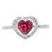 10k White Gold Heart-Shaped Created Ruby w/ Diamonds Heart Ring, Size 10