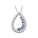 14K White Gold 1/2 ct. Blue and White Diamond Teardrop Journey Pendant with Chain