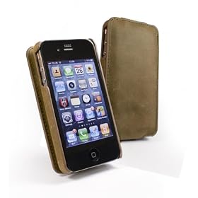 Tuff-Luv Western Leather Collection V2 Antenna Assist Hide Case Cover for iPhone 4G/4/4S - Brown