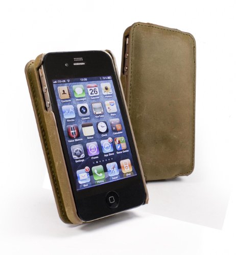 Tuff-Luv Western Leather Collection V2 (antenna assist) brown hide case cover for iPhone 4G / 4 / 4S
