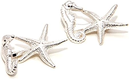 CuffSmart Sterling Silver Starfish &amp; Seahorse Cufflinks w/ Box