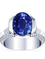 14K White Gold Oval Cut Blue Sapphire Fana Designer Ring