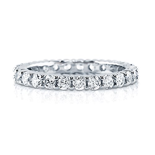 BERRICLE Sterling Silver AAA Cubic Zirconia CZ Women Wedding Bridal Anniversary Eternity Band Ring