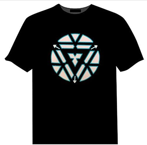 YouLiYou® Light Up LED Arc Reactor T-Shirt Black for Men Women