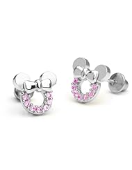 14k Gold Plated 925 Silver Pink Minnie Mouse Children Screwback Earring Baby, Toddler, Kids & Children