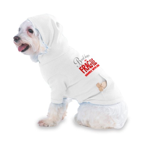 Book keepers are FRAGILE handle with care Hooded (Hoody) T-Shirt with pocket for your Dog or Cat LARGE White