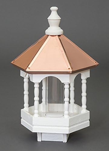 Amish Bird Feeder with Spindles and Copper Roof, Handcrafted in the USA
