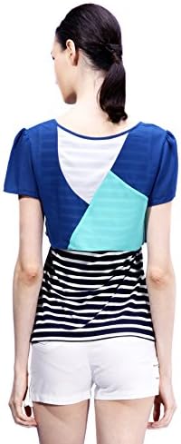 Classy Charm Women's Stripe Chiffon Top Shirt T-shirt Fake Two Pieces Medium