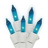 Set of 150 Heavy Duty Blue Mini Christmas Lights - White Wire Connect 6