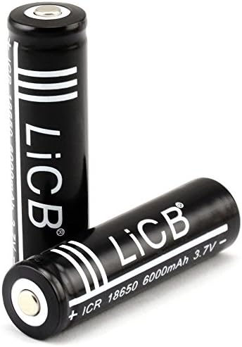 LiCB Lithium ion Battery 18650 6000mah Rechargeable Batteries 3.7V for Flashlight *2 (2PCS)