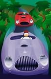 Sports Cars Racing on Rural Road - Peel and Stick Wall Decal by Wallmonkeys