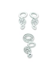 Silver CZ and Polished Earrings & Slide Pendant Set. Metal Weight- 7.8g.