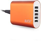 [18-Month-Warranty]BAKTH 40W 5-Port Desktop USB Charger with Intelligent IC Fast Charging Function for Smartphones, Tablets and Many Other Devices - Orange