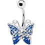 Swarovski Blue Gem Butterfly Belly Ring