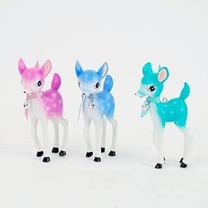 #!Cheap Colorful REINDEER Ornaments Set of 3 Nostalgic Christmas NEW