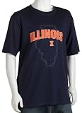 Illinois Illini 100% Cotton Short Sleeve T-Shirt-(Navy, Large)