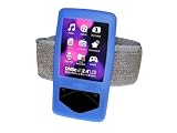 BLUE Silicone Skin Case Cover and Sports Gym Jogging Armband for Samsung YP-Q1 MP3 Player 4GB, 8GB & 16GB + Screen Protector