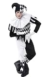 Harlequin Jester Black & White Male Fancy Dress Costume