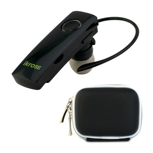 iKross Wireless Bluetooth Handsfree Headset + Black Universal Bluetooth Case