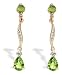 14K Yellow Gold Genuine Pear Peridot and Diamond Dangle Drop Earrings