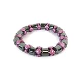 Healing Magnetic Hematite Fashion Bracelet with Metallic Orchid Decor