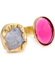 Zariin "The Tale of Two Stones" Pink Quartz Gold Adjustable Ring
