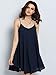 ROMWE Women's Summer Spaghetti Strap Sundress Sleeveless Beach Slip Dress Navy L