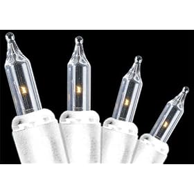 Set of 100 Clear Everglow Mini Christmas Lights With White Wire