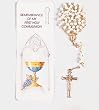 14" Rosary and Bookmark Set - "Remembrance of My First Holy Communion" - Exclusively from Milano, Italy