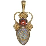 Yellow Gold Overlay Sterling Silver Crystal & Ecstasy Topaz Pendant by Sajen