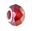 Pandora Style Charm Bead (Z241) Faceted Glass (14mm x 9mm) (Fits Troll too) ~ Siam Red AB (Iridescent)