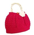 Shell Pattern Crochet Bag with Handle Top - Pink