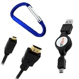 GTMax 10 Feet Gold Plated HDMI to Micro HMDI Cable + Retractable USB Data Cable + Belt Clip For Sony Ericsson Xperia P LT22i ;Xperia S LT26i;Acer ICONIA TAB A110 A700 A510