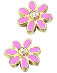 Flower Resin Childrens Earrings in 14K Gold