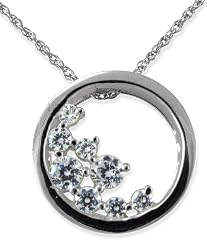 Sterling Silver 0.9 CTW Round Cobblestone Pendant on 18" Chain