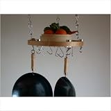 Track Rack Round Ceiling Pot Rack in Natural Wood