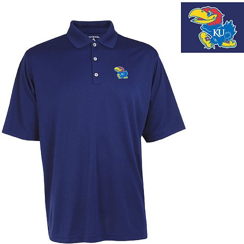 NCAA Men's Kansas Jayhawks Exceed Desert Dry Lite Polo (Dark Royal, X-Large)