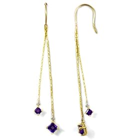 Buy 10k Yellow Gold Amethyst and Diamond Accent Double Drop Earrings by Amazon.com Collection