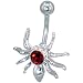 pug11  - Belly Navel Rings Red Crystal Spider January