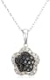Sterling Silver Black and White Diamond Flower-Shaped Pendant (.48 cttw), 18.5"